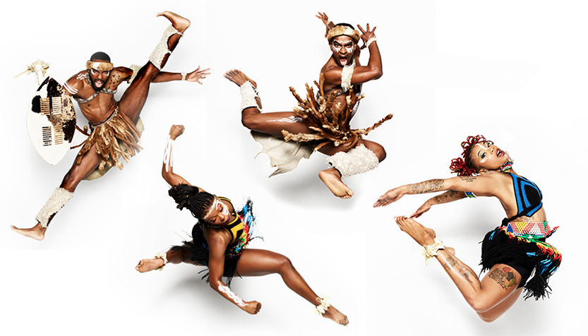 Step Afrika Dancers Cut Out Against A White Background