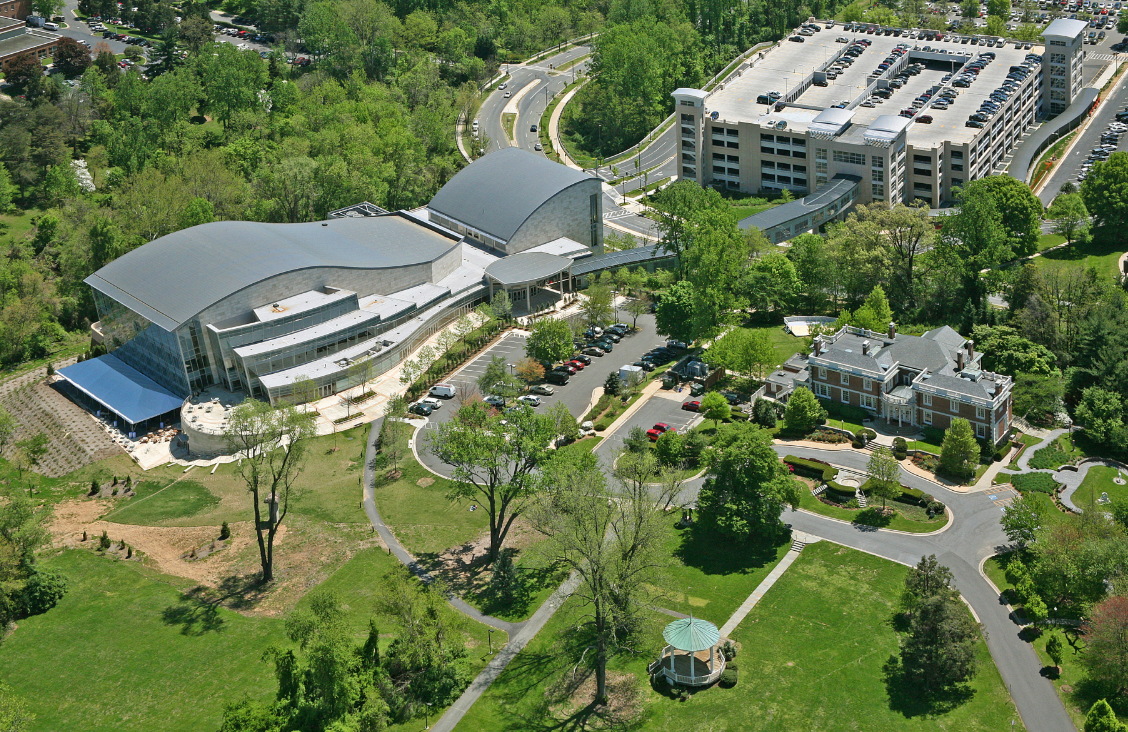 Aerial View Of Strathmore Campus Including Music Center Mansion And Gazebo